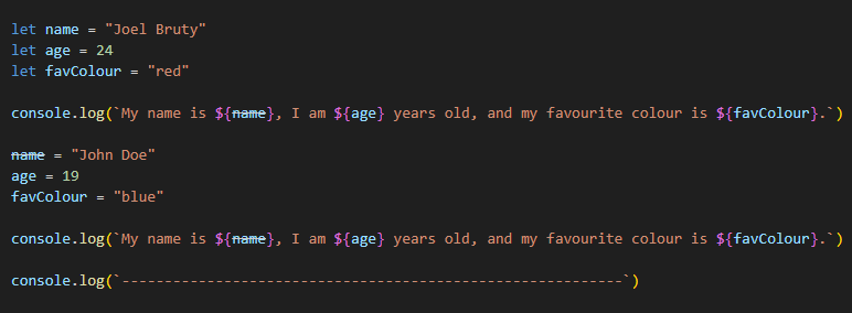 Variables Activity 1